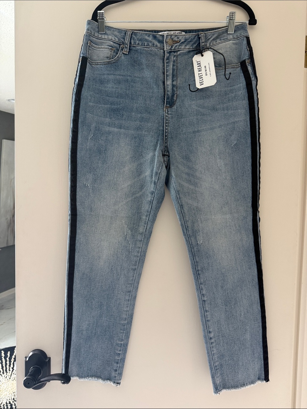 Velvet Heart Light Blue Denim Jeans with Black Side Stripe